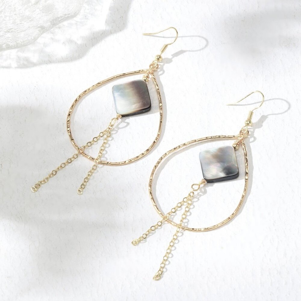 Natural Teardrop Abalone Shell Earrings